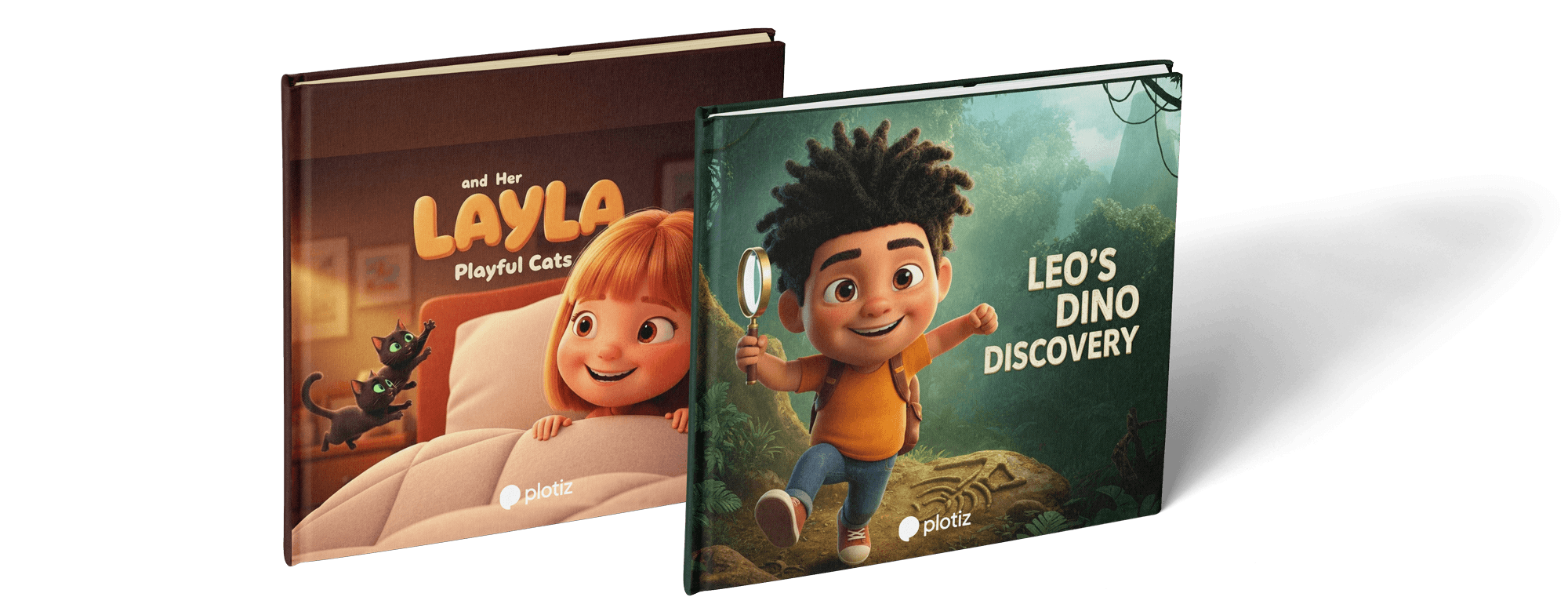 Two personalized Plotiz storybooks